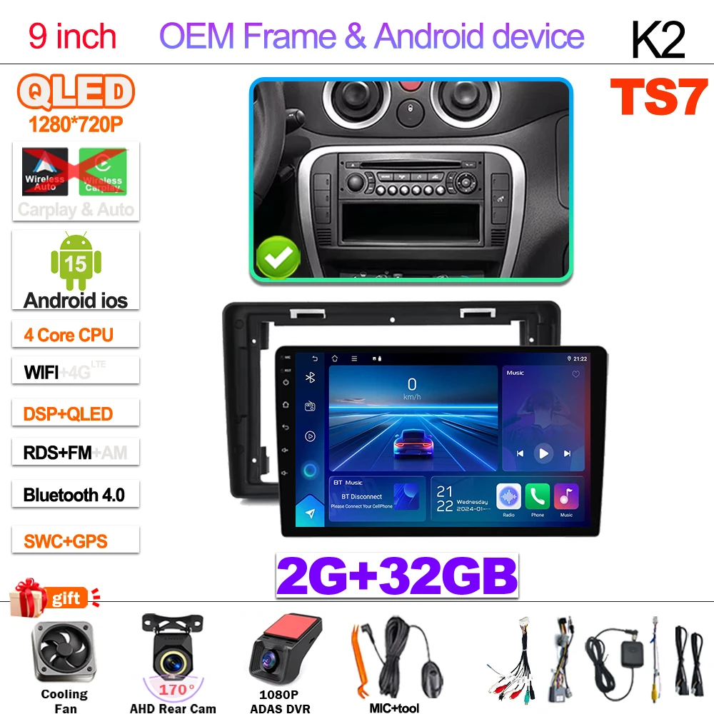 Android 15 Autoradio Voor Citroen C2 C3 2001 2002 2003-2010 Touchscreen Multimedia Video Player Navigatie Bluetooth WIFI GPS