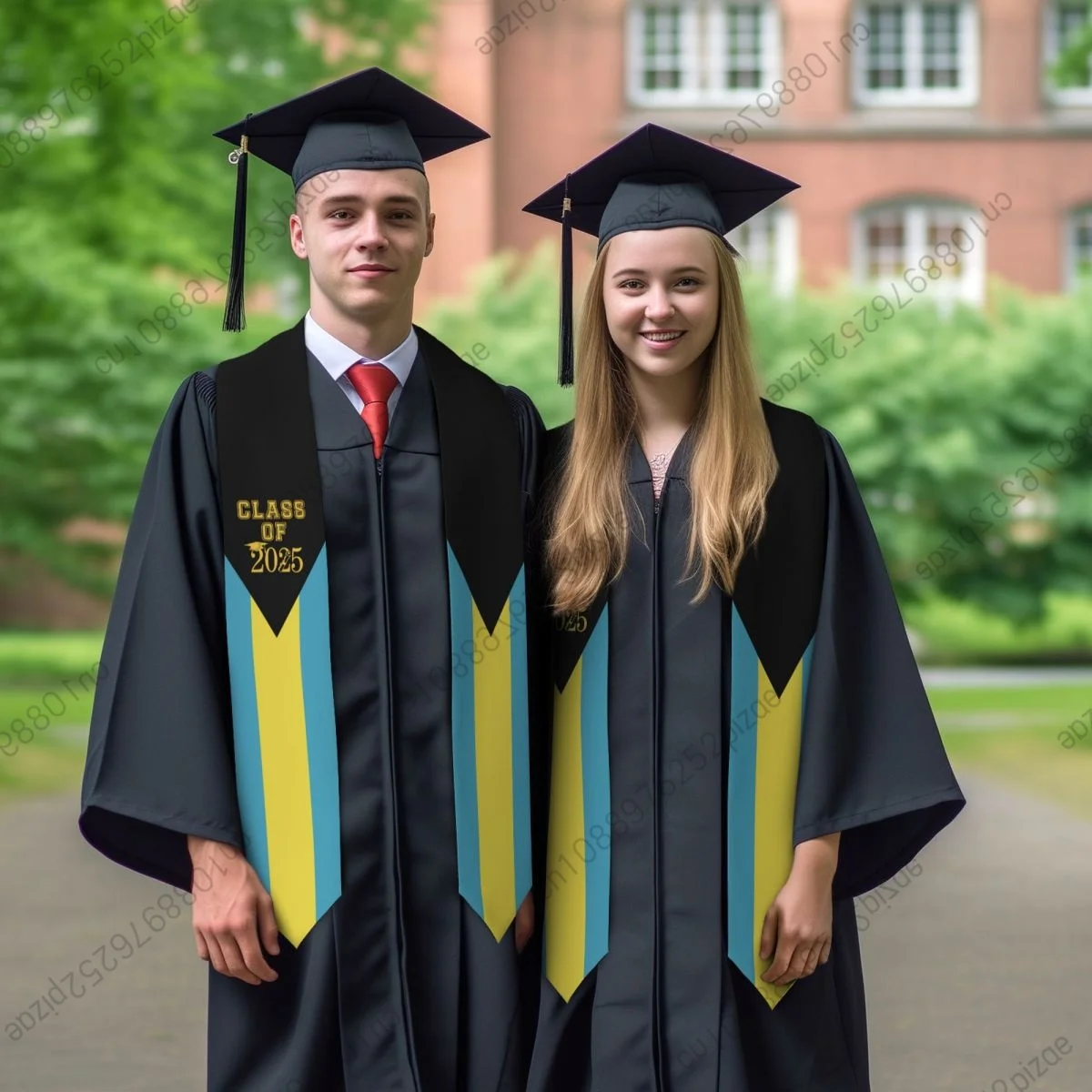 

New Bahamas Flag Unisex Top Print Graduation Stole Sash Adult Plain Graduate Honor Stole Class of 2025