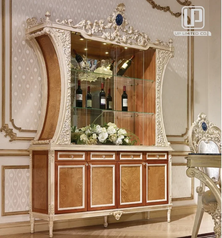 Королевский золотой классический шкаф для гостиной, кухня, Гана, кухонный шкаф, деревянный резной антикварный винный шкаф