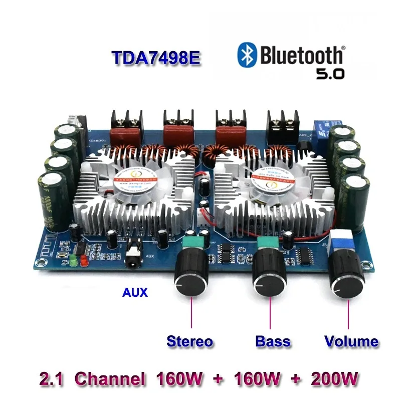 New! TDA7498E 2*160W+220W Bluetooth 5.0 Power Subwoofer Amplifier Board 2.1 Channel Class D Home Theater Audio Stereo Equalizer