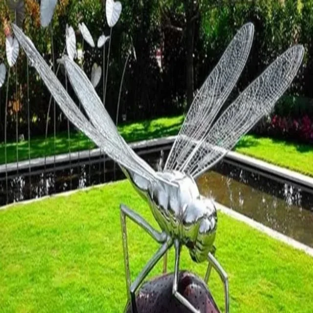 Custom Outdoor Metal Insect Statue Stainless Steel Dragonfly Sculpture for Garden Decoration