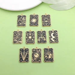 10pcs 18*28mm Enamel Black Tarot Card Charms Alloy Metal Pendants For DIY Bracelet Necklace And Jewelry Making Accessories​