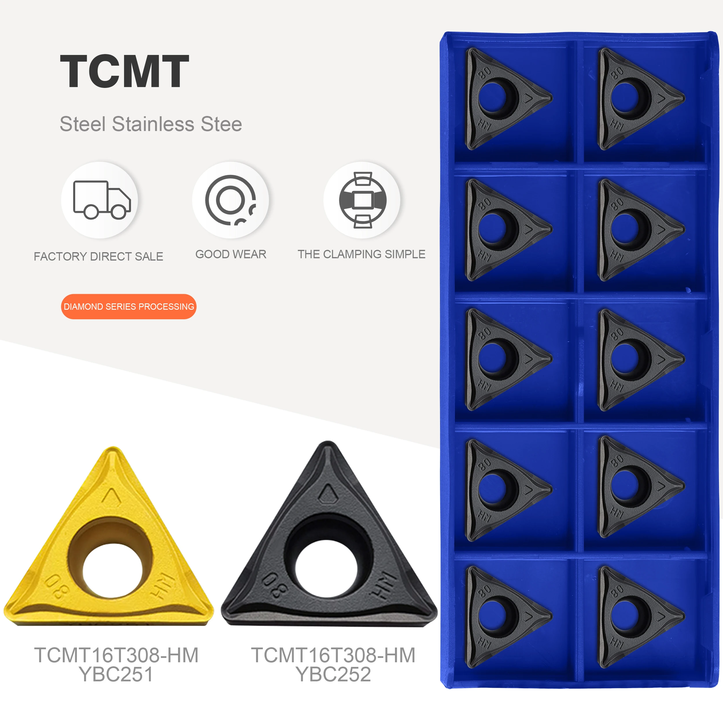 

TCMT090204 TCMT110204 TCMT110208 TCMT16T304 TCMT16T308 HM YBC251 YBC252 Carbide insert external turning tool CNC turning tool