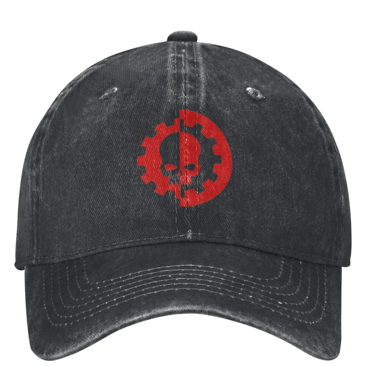 Adeptus Mechanicus Washed Baseball Cap Red on Black Vintage Trucker Hat Summer Female Running Hippie Sunscreen Baseball Caps