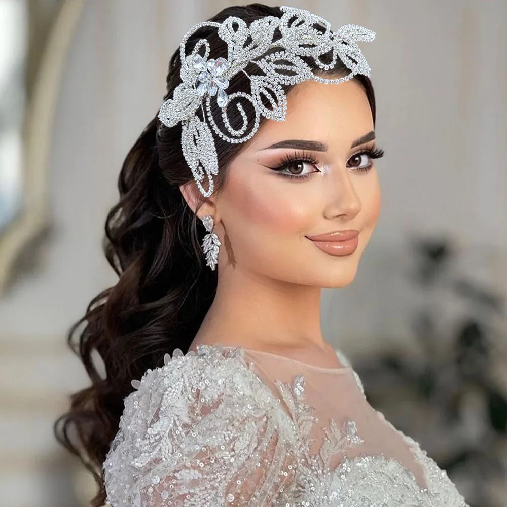 DZ334 فاخر حجر الراين مجوهرات الزفاف إكسسوارات الشعر الفضة الذهب موضة إكسسوارات الشعر كريستال العصابات الشعر للنساء التيجان