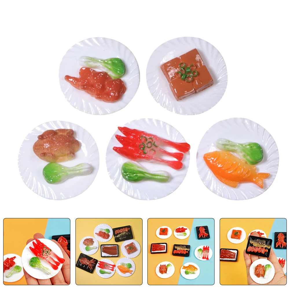 

5pcs Fake Prop Miniature Food House Kitchen Decor Mini House Accessories Pretend Food Resin Craft Decors Play Educational