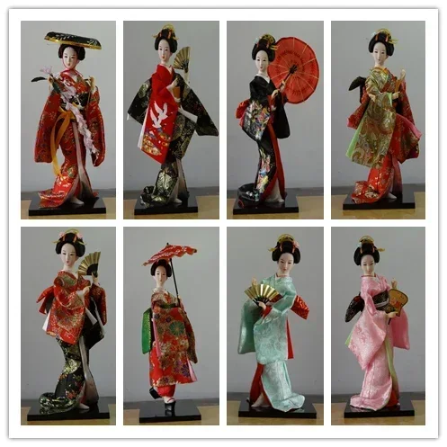 30cm Japanese Geisha silk furnishings Kimono Kabuki doll ladies Decor furnishings Japanese silk handicraft decoration figure
