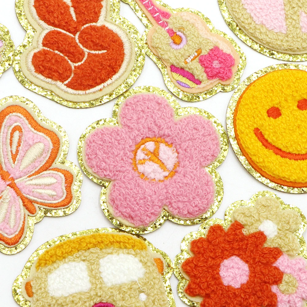 هيبي ريترو الشنيل الحديد على بقع الركبة ، بوهو إصلاح بقع عدة ، مطرزة Accessory بها بنفسك ملحق للملابس على ظهره ، 1 قطعة #3