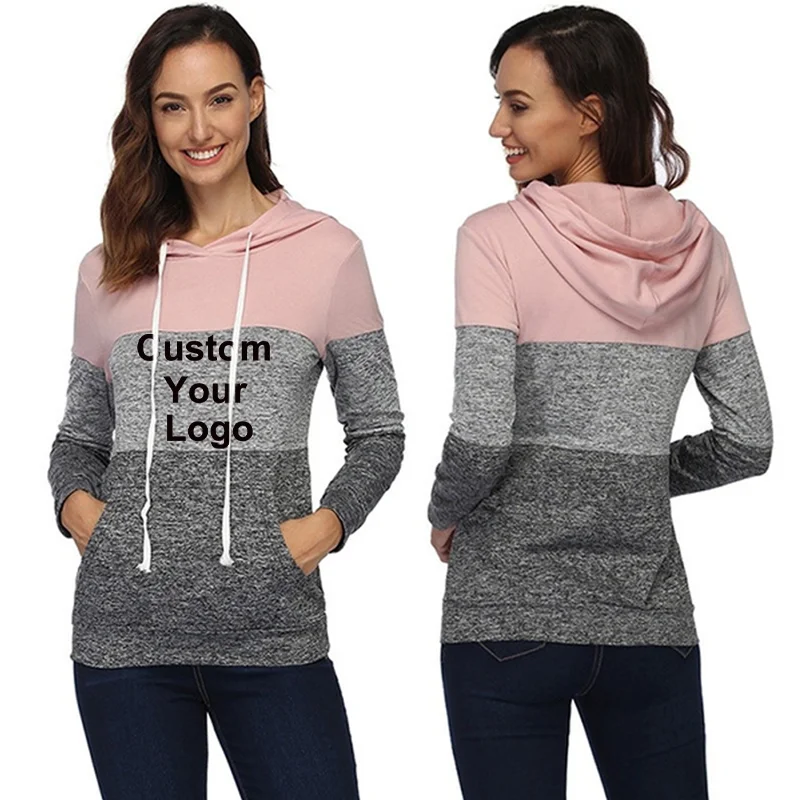 Sudadera con capucha personalizada para mujer, Jersey de manga larga con Logo tricolor, estilo informal