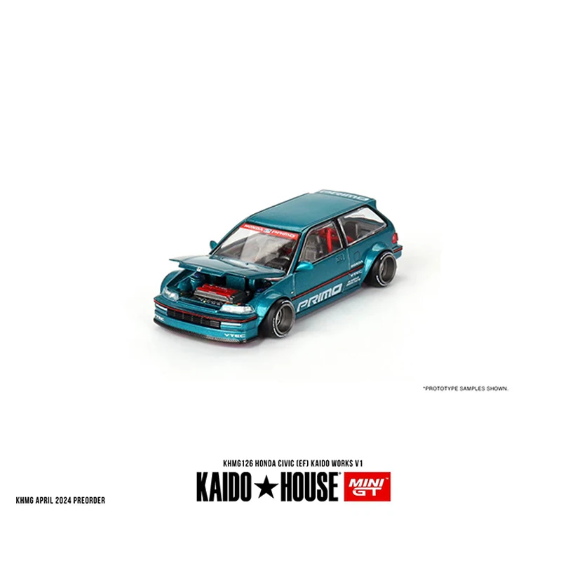 Kaido House + MINIGT 1:64 โมเดลรถ Civic V1 Open Cover Collection # KHMG126 สีฟ้า