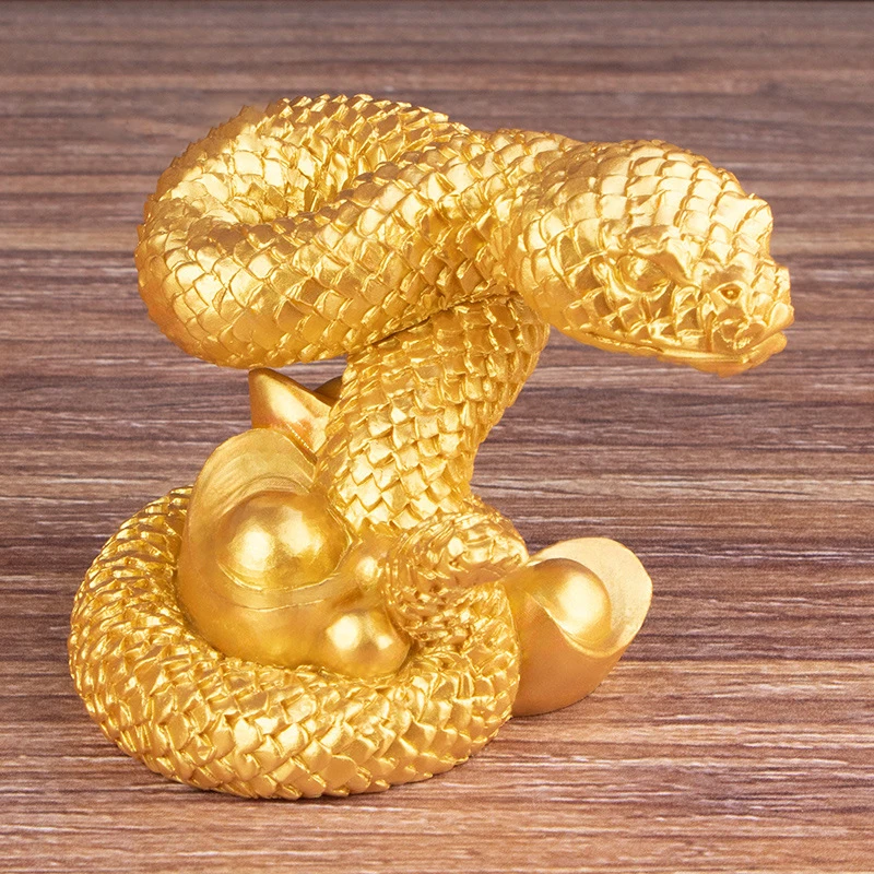 2025 Year Of The Snake Figurine Simulation Snakes Ornaments Animal Resin Statue Chinese Style Tabletop Lucky