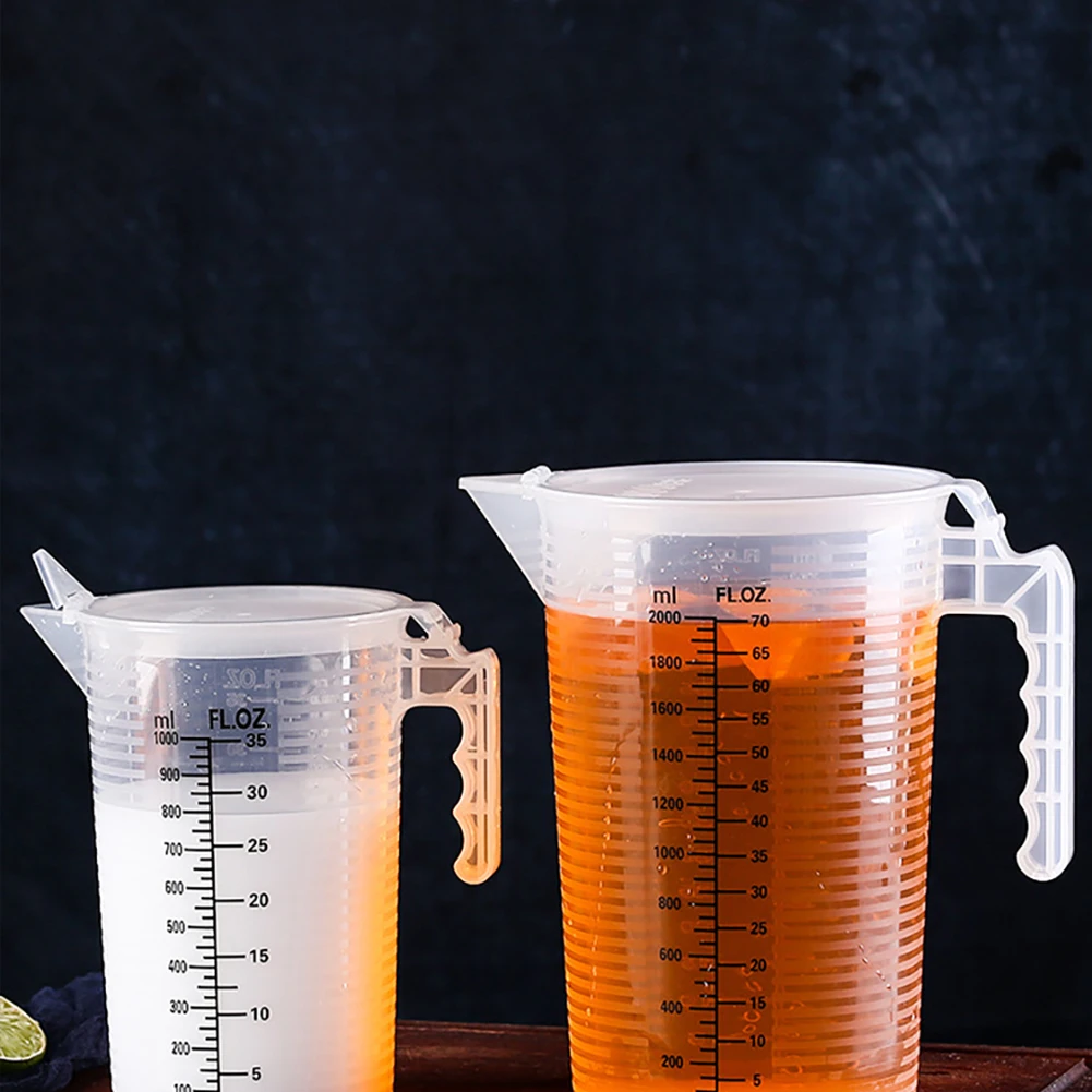 100/2000/5000ML Graduated Measuring Cup Capacity Scale Laboratory Beaker Clear with Lid Transparent Mixing Cup Kitchen Baking