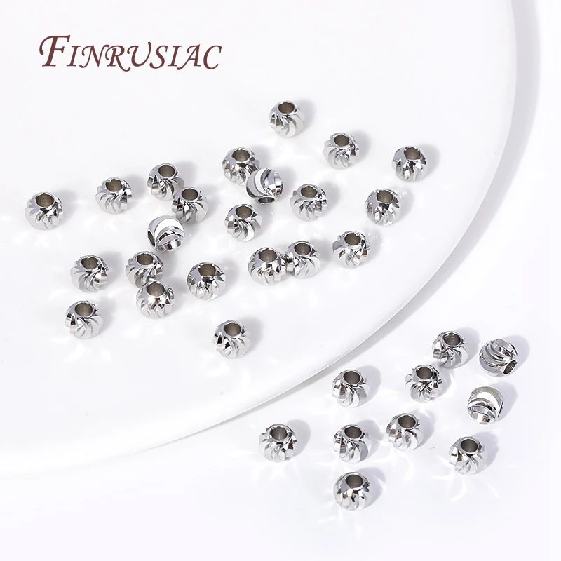 5 Sizes Round Spacer Beads 18K Gold Plated Brass Metal Beads Cut Pattern Separators Beads For DIY Handmade Jewelry Accessories