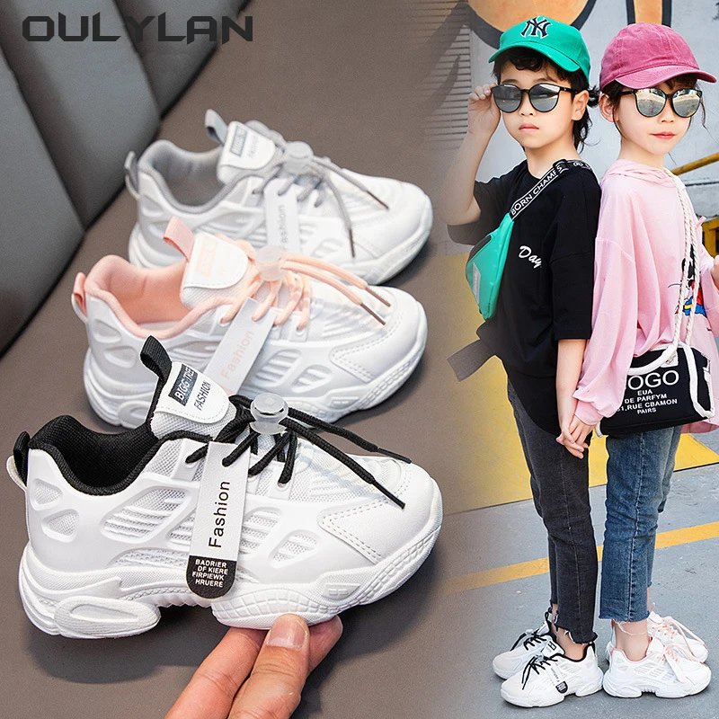 Sneakers Running Shoes Sports Shoes Breathable Mesh for Girls Boys Student Solid Sole for Children Spring Summer Kids