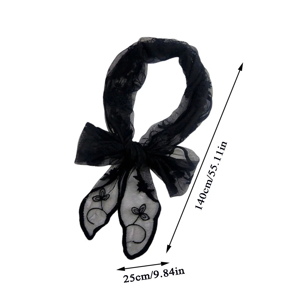 Kobiety Wąski Długi Szalik 140cm Jednolity Kolor Jedwab Czarny Torba Wstążka Opaski Choker Kwiatowy Koronkowy Szalik Y2k Długa Wstążka Szalik Szal