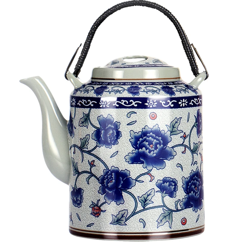 Jingdezhen Ceramic Teapot Large Capacity Chinese Retro Blue and White Porcelain Kettle Set Household Large Loop-Handled Teapot