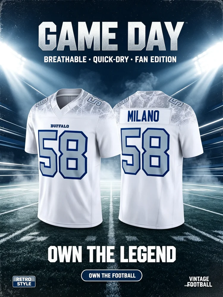 2026 Neues Herren-T-Shirt Nr. 17 Josh Allen Buffalo Bills Jersey Weiß V-Ausschnitt Atmungsaktiv Kurzarm Sport-T-Shirt für Fans, Familie und Kinder – Detail 3