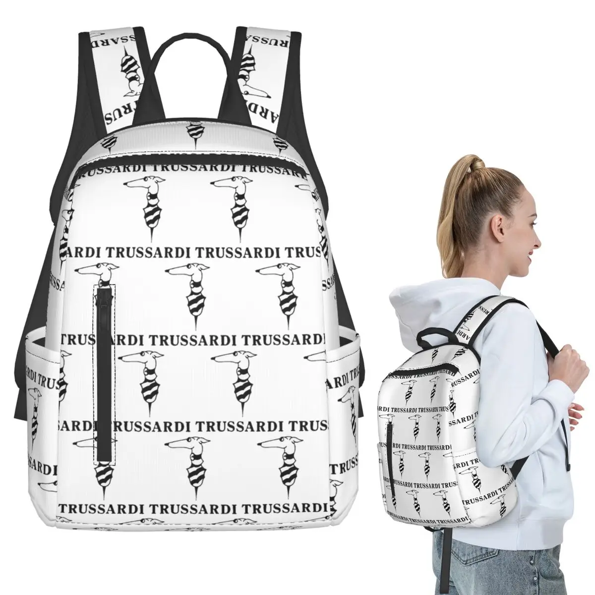 

Trussardis Logo Backpack Student BookBag Children School Bag Laptop Shoulder Bags Boys Girls