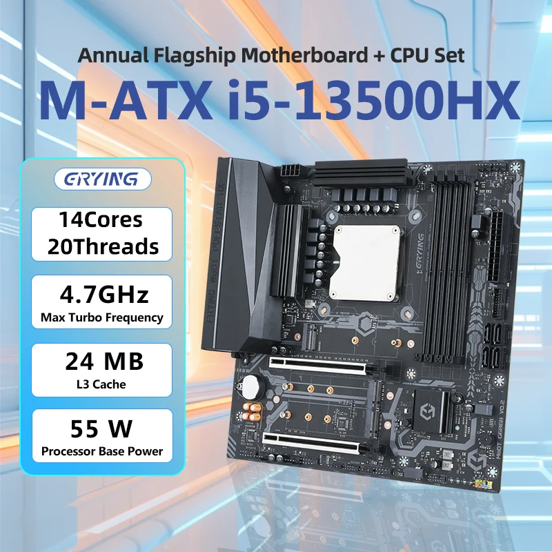 Imagem -01 - Erying-pc Placa-mãe Gaming com Cpu Onboard Core Kit Interpose Conjunto de Montagem de Computadores Desktop i5 13500hx Ddr5 5600 14c20t Diy