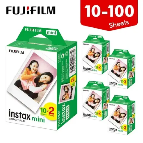 Fujifilm Instax Mini película borde blanco 10 20 40 60 80 100 hojas para cámara fotográfica instantánea FUJI Mini 12/11 Mini 9 8 7s 70 EVO Link