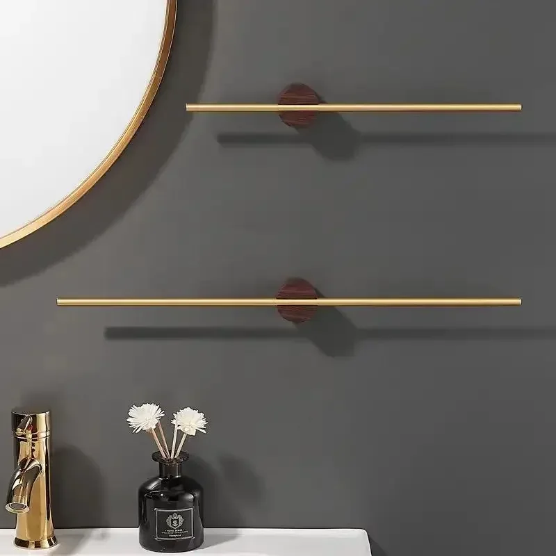 walnut gold&black Towel Hanger Bath Towel Holder Wood Wall Hanging Towel Bar Bathroom Shelf Kitchen wipes RacK Home Accessory