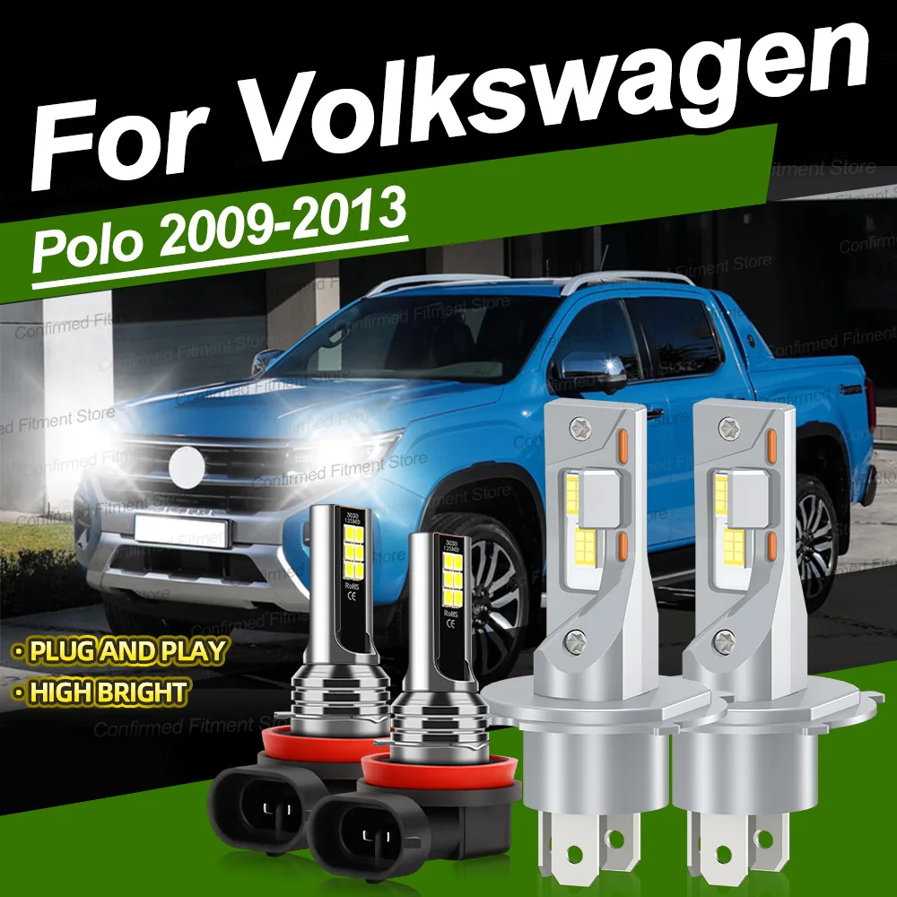 

2/4Pcs 6000K Super Bright White Bulb LED Headlights H4 Hi/Lo Beam Car Fog Lamp H8 Upgrade CSP Chip For Volkswagen Polo 2009-2013
