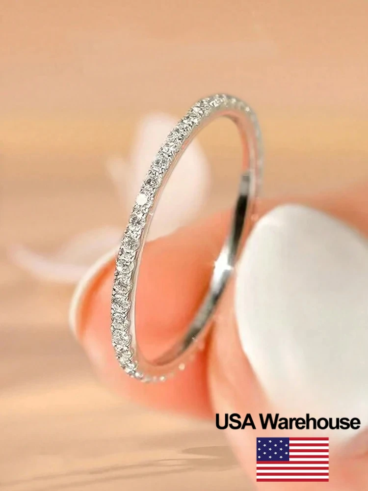 

Стерлингового серебра 925 пробы, 1,4 мм, модное простое кольцо с полным цирконом, штабелируемое простое кольцо для женщин, повседневные вечерние персонализированные ювелирные изделия