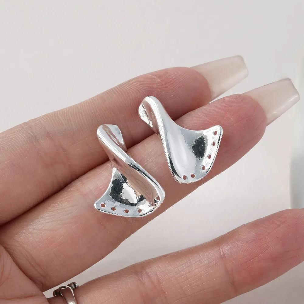 4PCS Twisted Stud Earrings with Multiple Hanging Holes Diy Earrings Connectors Jewelry Findings Making 14k Gold Plated 24*17mm