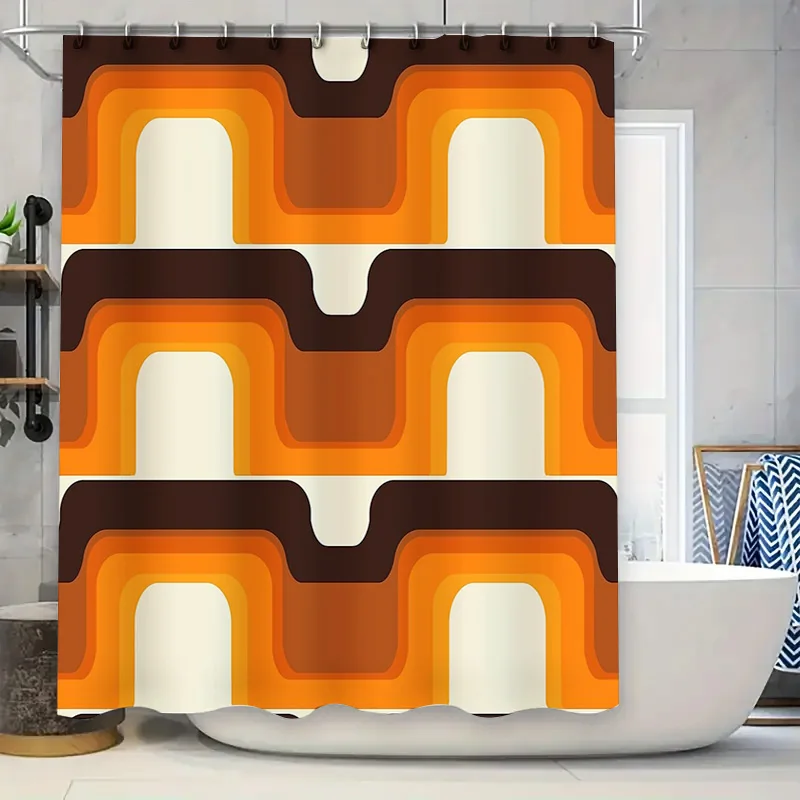 

Geometric Abstract Shower Curtain Modern Art Textured Pattern Bathroom Decor Waterproof Fabric Liner Set