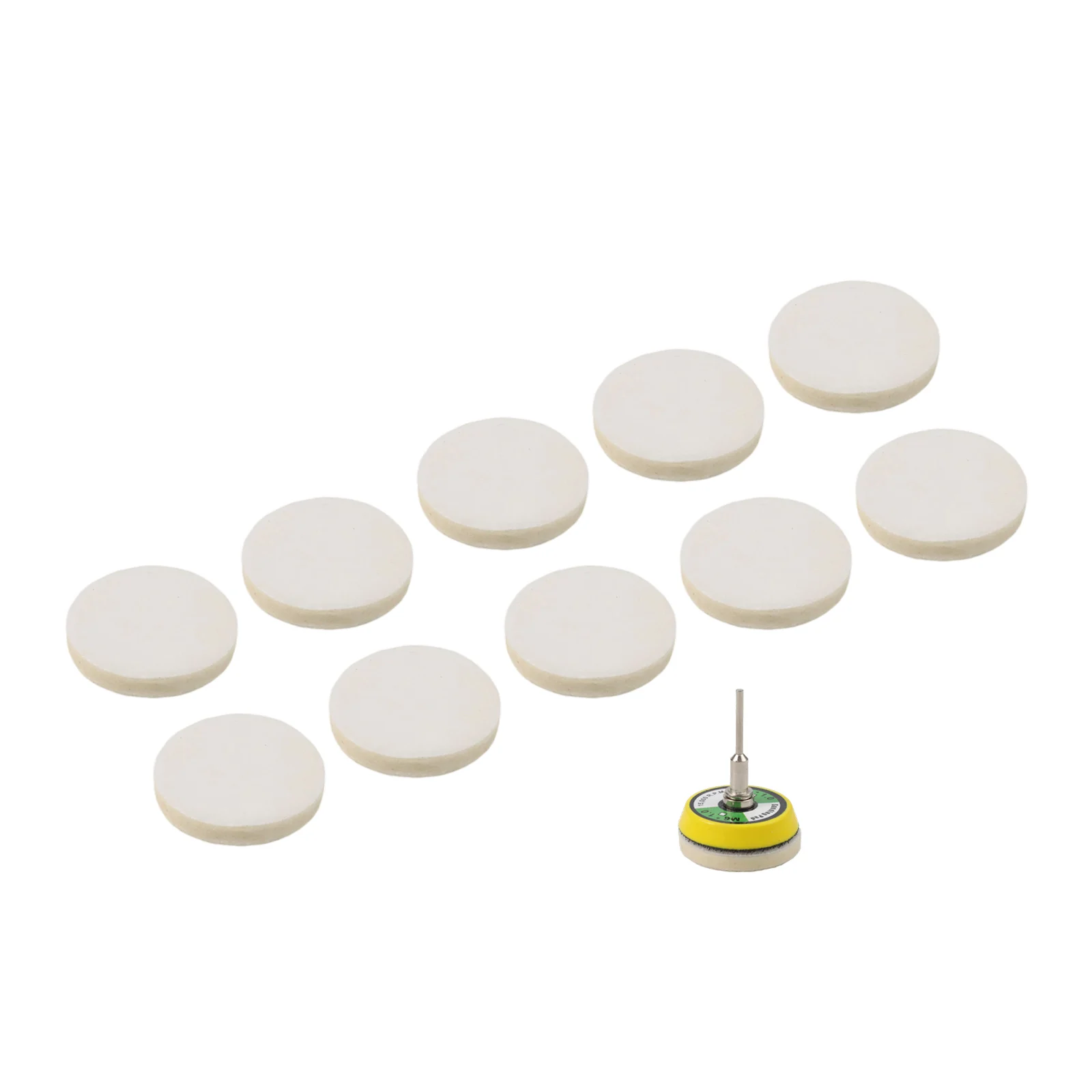 11pcs 50mm Wool Felt Polishing Pads with Splint Pallet for Precision Grinding Buffing and Shine Development on Smooth Materials