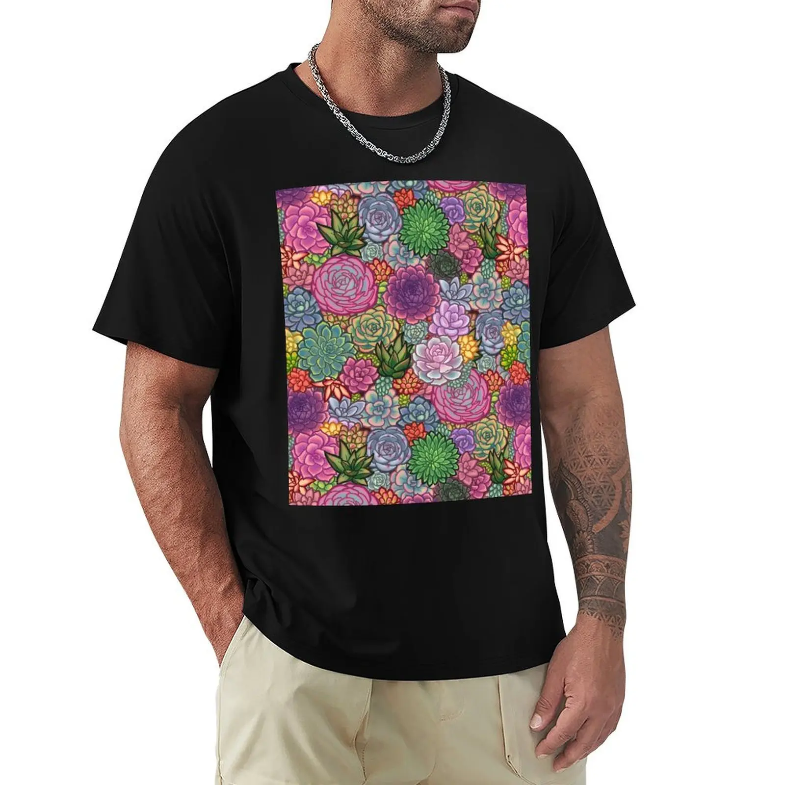 Succulent Garden T-Shirt Trendy Casual Short Sleeve Shirt