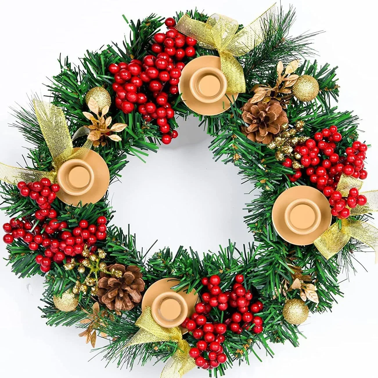 

Festival & Party decoration Christmas wreath Christmas candlestick wreath with Ribbon decoration ideas Christmas Candle Holding