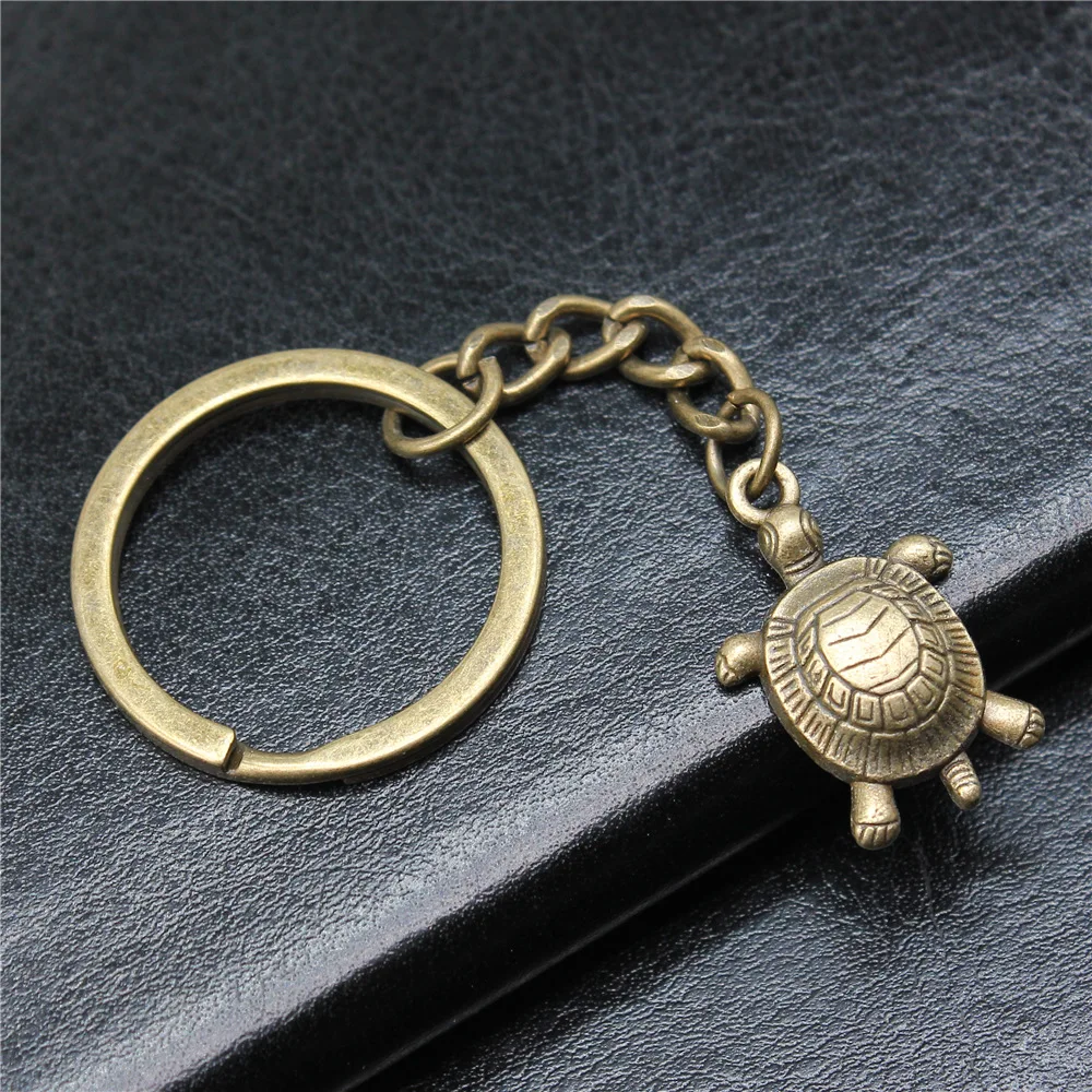 Keychain Holder Dropshipping Vintage Handmade Antique Bronze Color 24x16mm Sea Turtle Pendant Keyring image 3