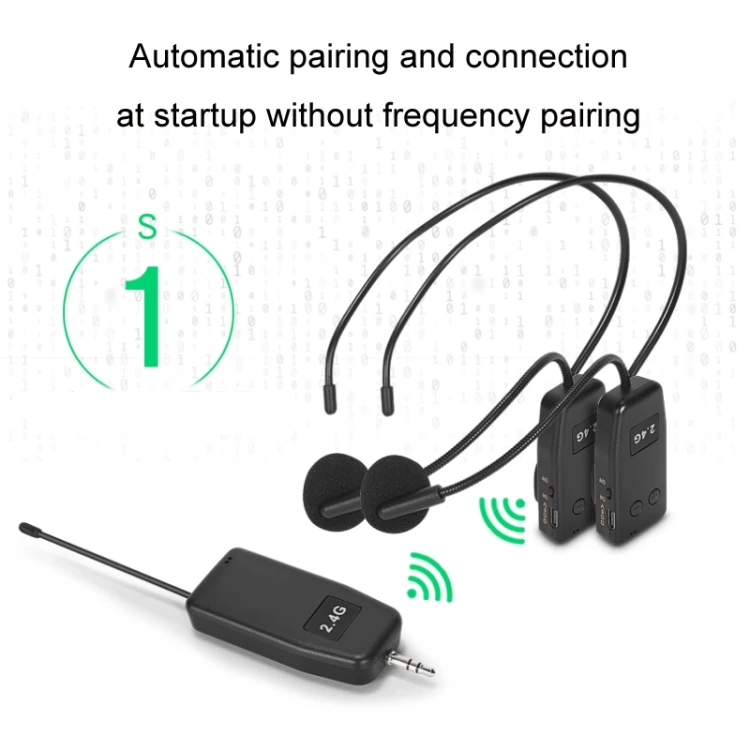 Trasmettitore set microfono lavalier wireless montato sulla testa 2.4G con ricevitore per amplificatore altoparlante vocale guida turistica didattica