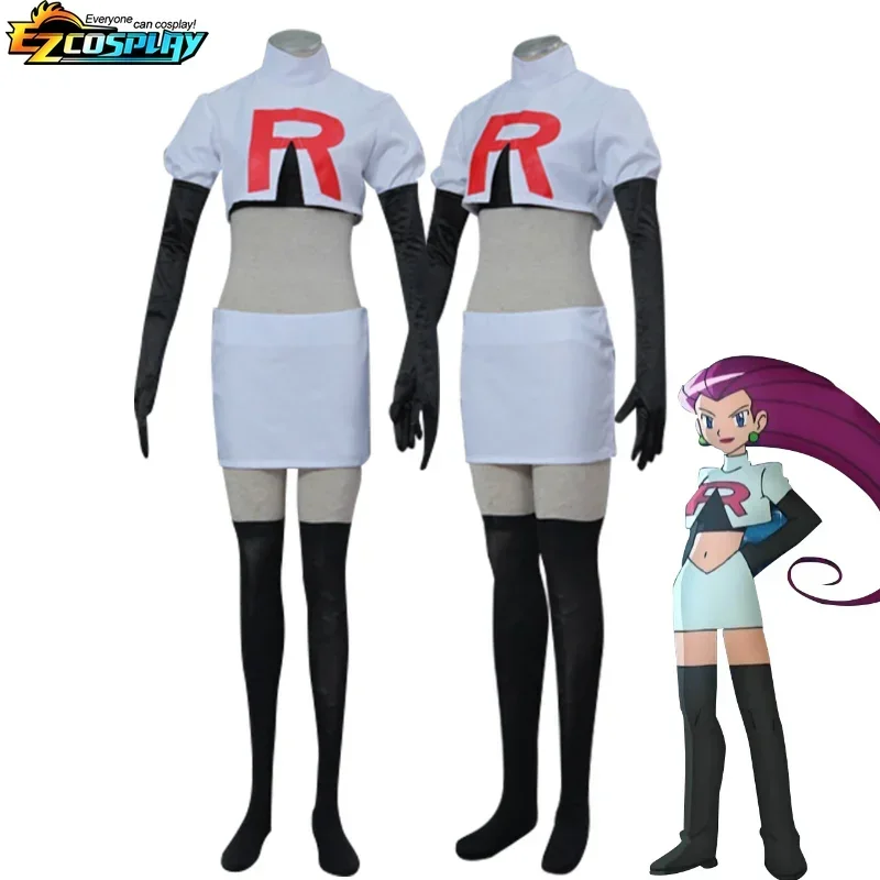 Anime Team Rocket Jessie Musashi James Kojirou Halloween Cosplay Costume Full Set Game Anime Accessories For Unisex Adult