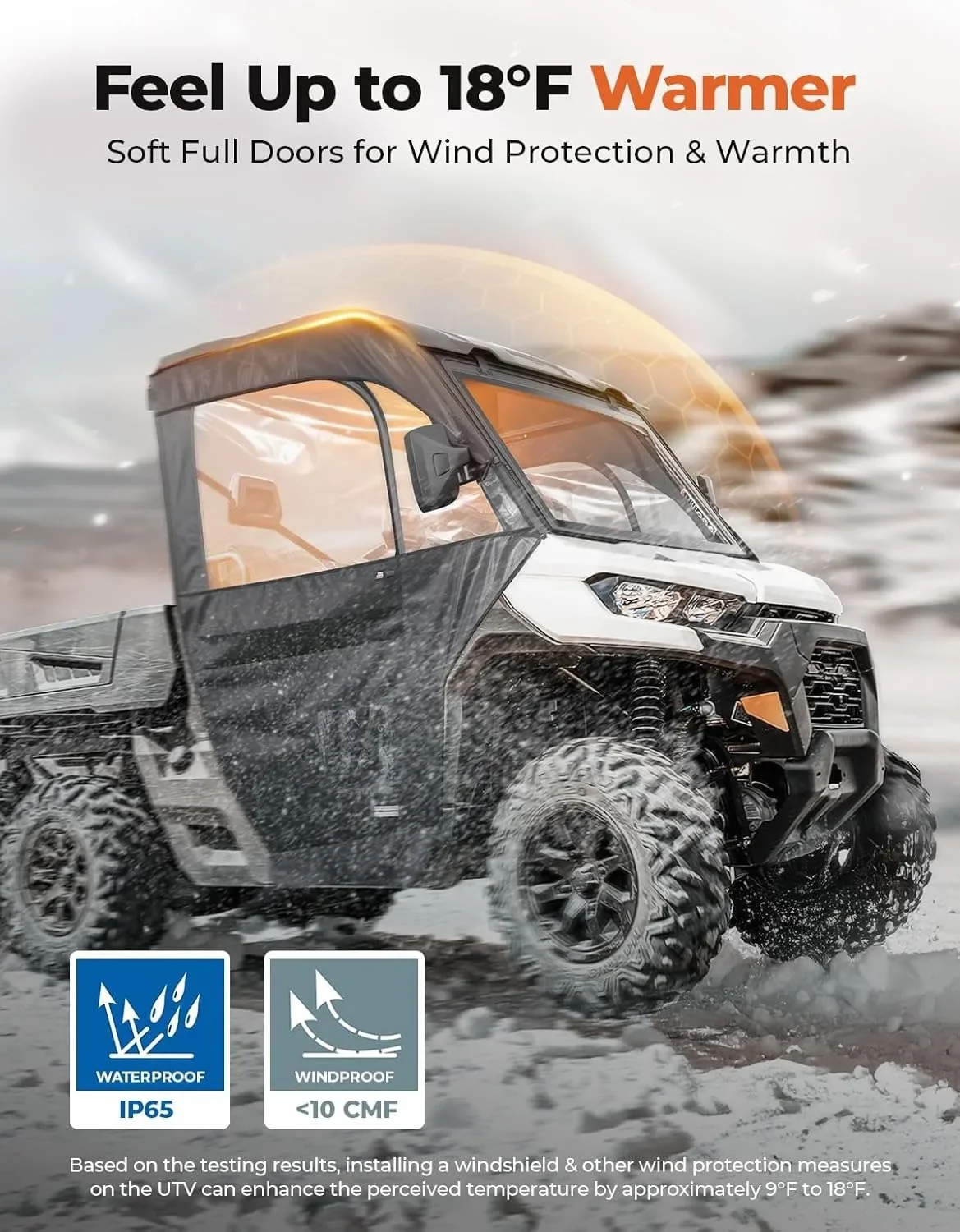 أبواب علوية ناعمة UTV PVC متوافقة مع Can-Am Defender HD 7/8/9/10 DSP XT XMR 2017-2024 مع نوافذ جانبية قابلة للدوران