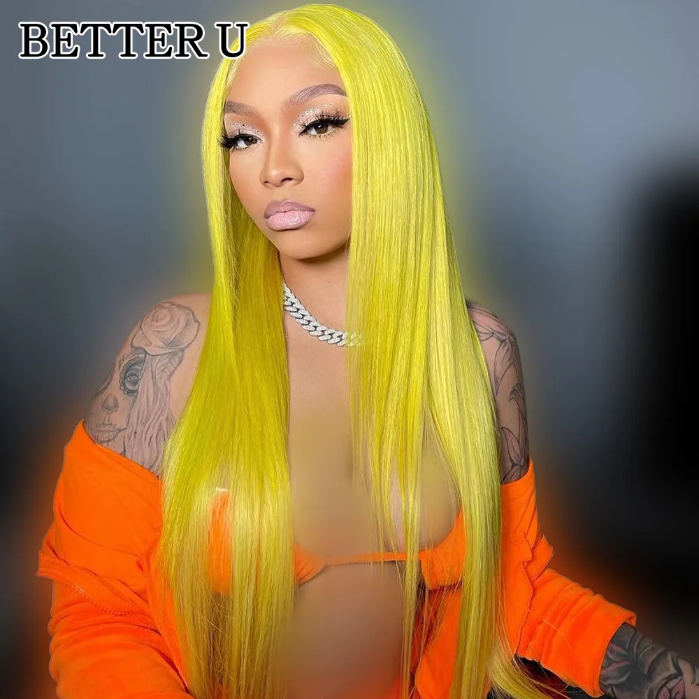 باروكة من شعر طبيعي أصفر فاتح 13x6 باروكات أمامية من الدانتيل للنساء شعر برازيلي مستقيم 5x5 باروكة إغلاق دانتيل شفافة #3