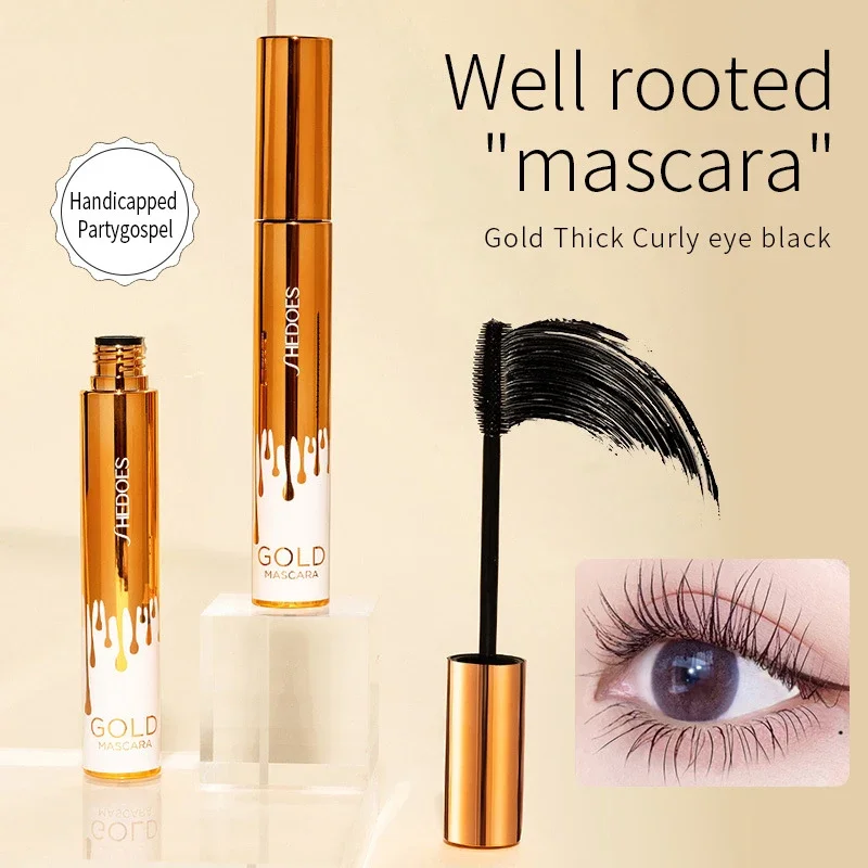 Thick Curly Eye Black Waterproof Non Smudging Slim Durable And Makeup Free Eye Black Gold Color Mascara