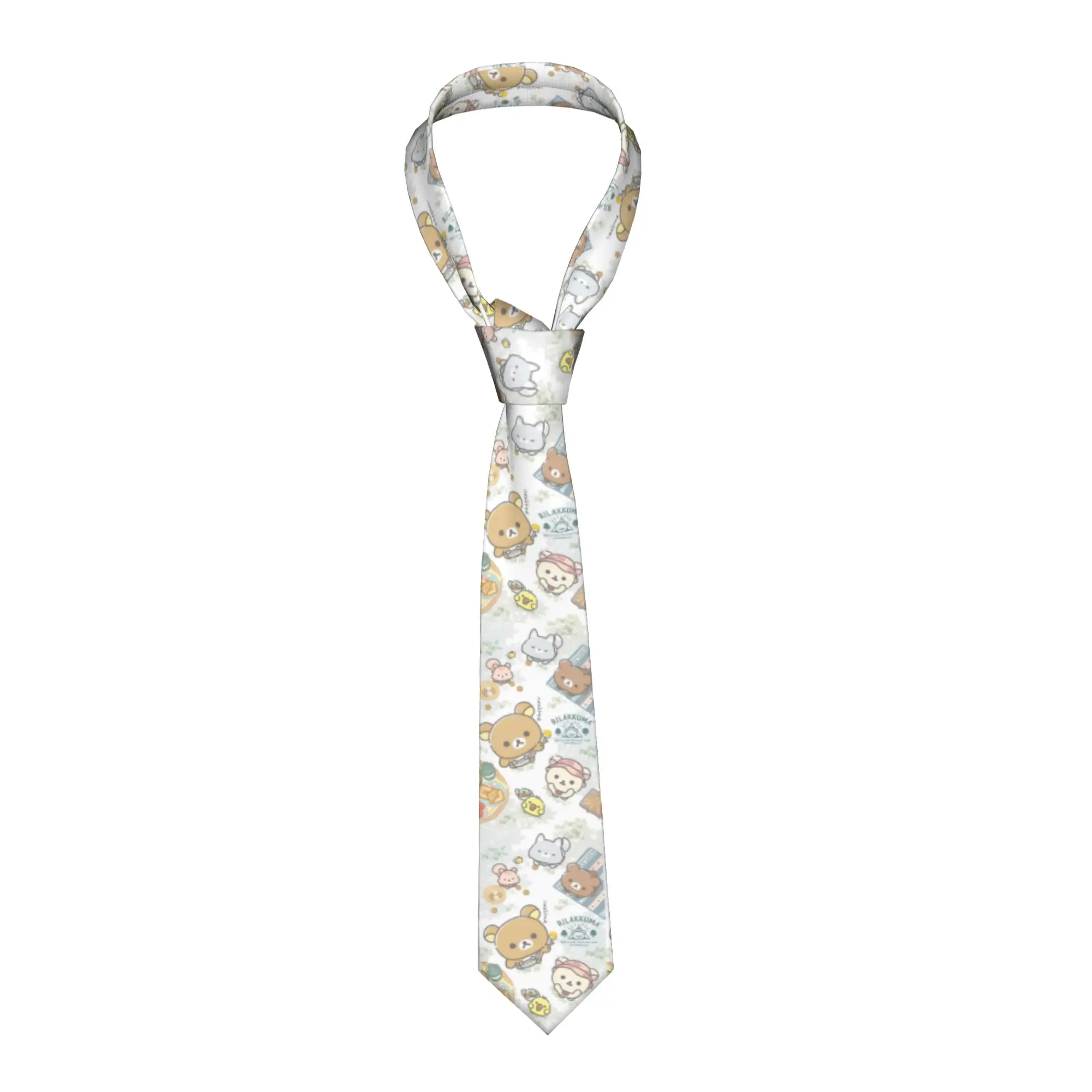 Neckties Rilakkumas and Friends Cartoon Unisex Polyester 8 cm Narrow Neck Tie  for Men Accessories Cravat Wedding Accessories