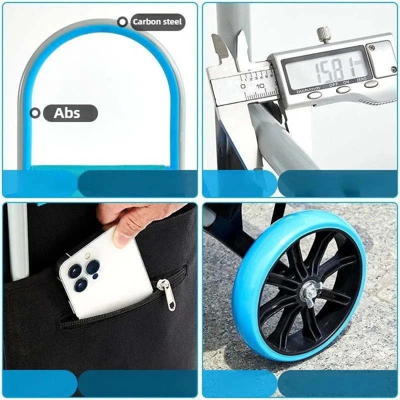 Portable Shopping Folding Light Elderly Trolley Portable Household Trailer Foldable Shopping Bag with Wheels Grocery