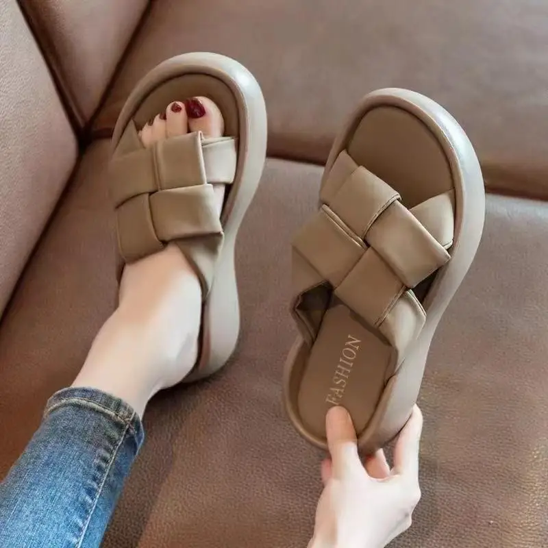 

Faionable Women's Sandals Thi Bot Flat Footwear Summer Outdoor Slippers High Aesthetic Value Casual Sle PVC Outsole