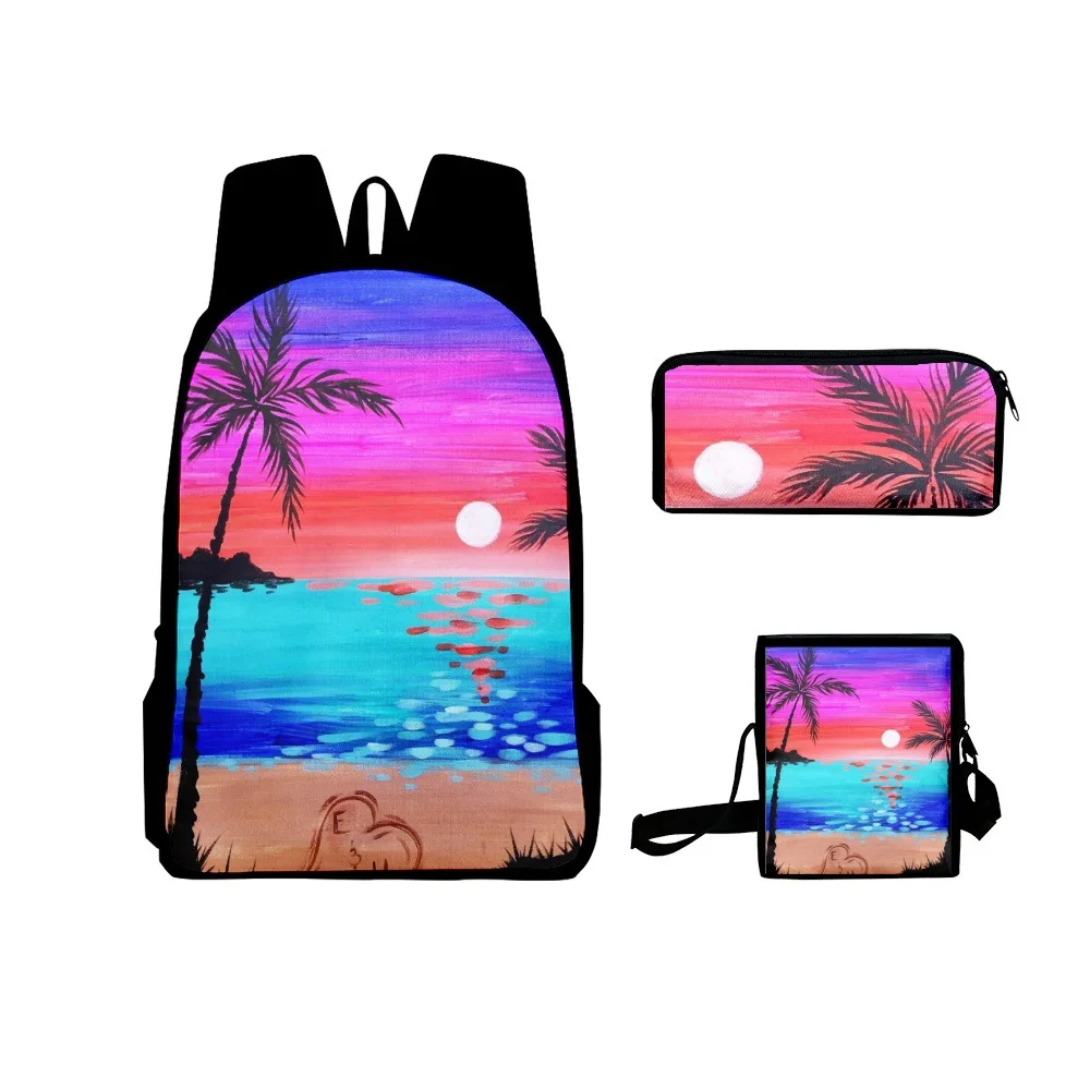 

Hip Hop Funny Coconut Tree 3pcs/Set Backpack Print School Student Bookbag Travel Laptop Daypack Shoulder Bag Pencil Case