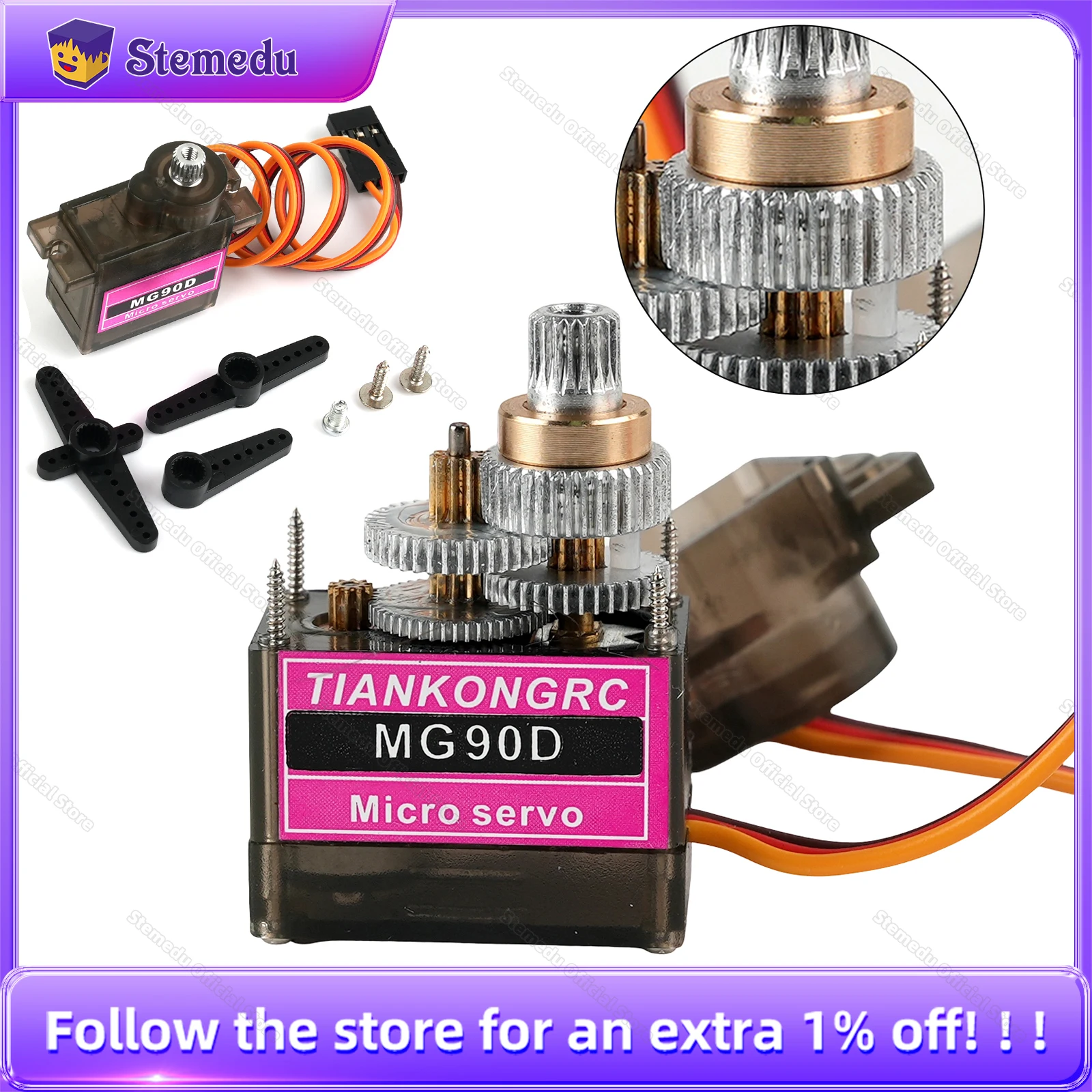 

MG90D 5/10/20/30/40/50 шт. микроцифровой серводвигатель цельнометаллическая шестерня 180/270/360 градусов для радиоуправляемого самолета, вертолета, автомобиля, лодки, модели