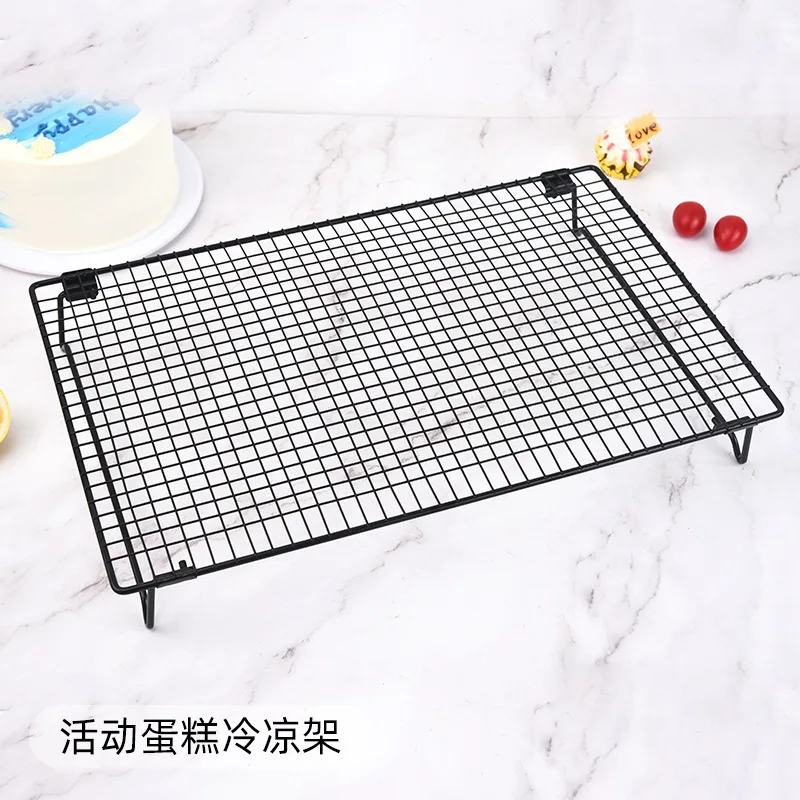 Non Stick Black Wire Grid Cooling Tray Cake Food Rack Oven Kitchen Baking Pizza Bread Barbecue Cookie Biscuit Holder Shelf Rack