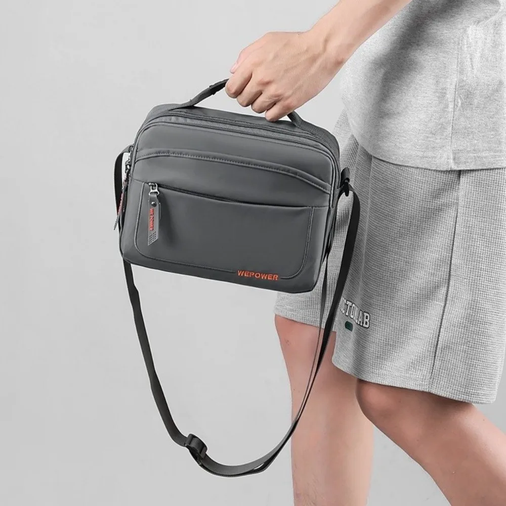 

Multi-pockets Men's Shoulder Bag Multifunctional Large Capacity Business Crossbody Bag Solid Color Adjustable Nylon Waist Bag