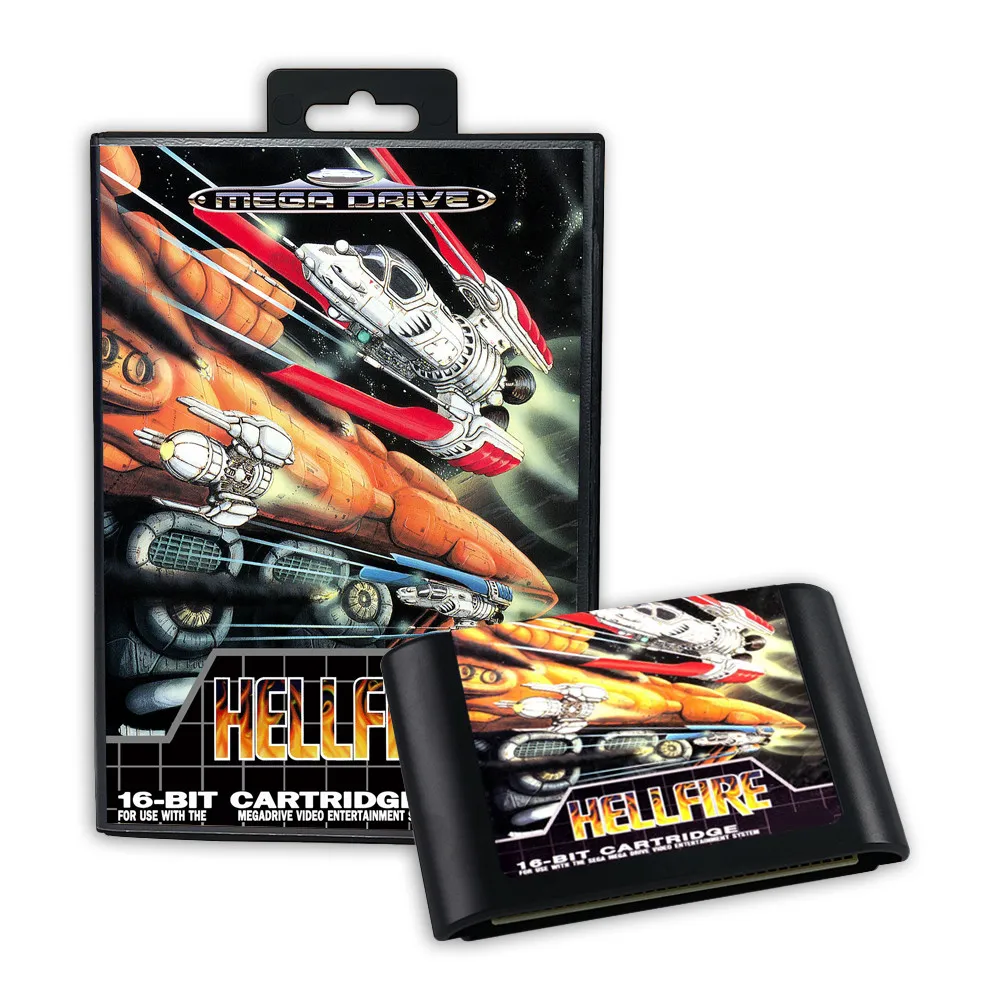 Hellfire EUR Cover Game for SEGA MD Mega Drive Genesis Consoles Game Cartridge Box Manual