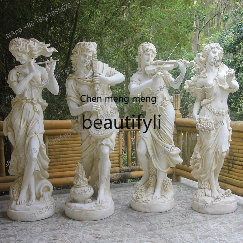 European Figure Sculpture Garden Garden Floor to Floor Ornament Outdoor Angel Decorative Artwork Vintage Muse Statue