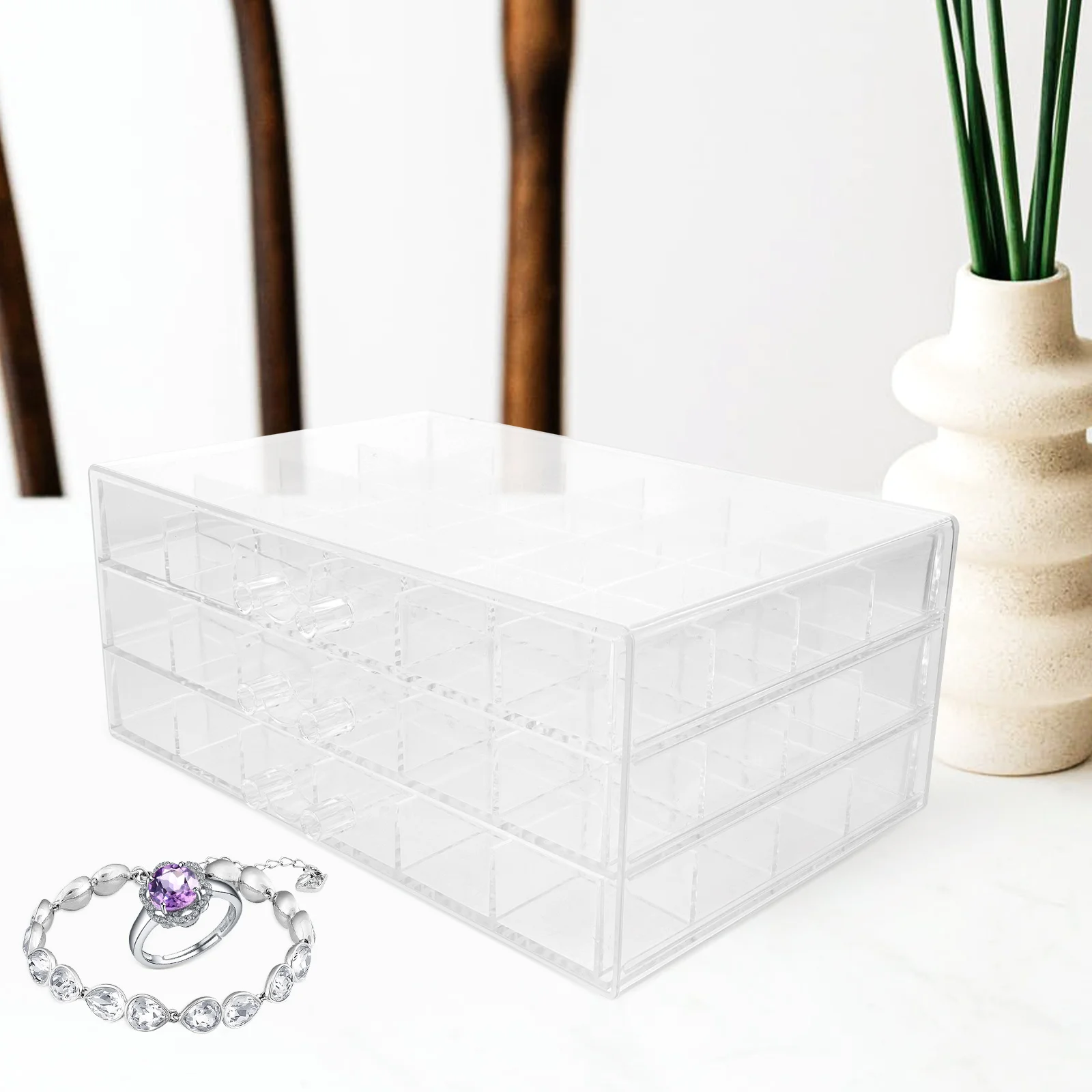 

Multi Compartment Drawer Box Clear Storage Bead ganizer Earring Holder Jewelry Girls Nail Charm Box Transparent Dust Free