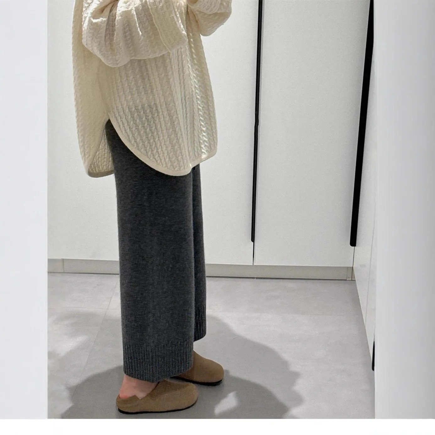 Herbst- und Wintermode 2025, Kaschmirhose, Freizeithose mit weitem Bein