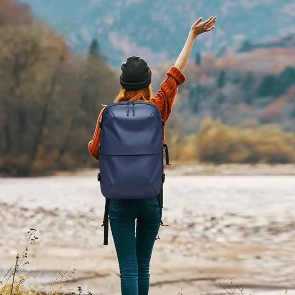 Mochila de viaje con bomba de aire para hombres y mujeres, bolsa de compresión de vacío expandible, paquete trasero de negocios, 60L